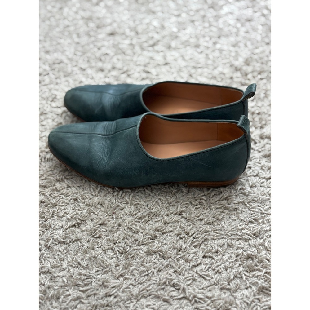 Laiik Themis Teal Blue Leather Flats Made in GreeceWomens 37 Center Seam Loafers - Picture 4 of 6